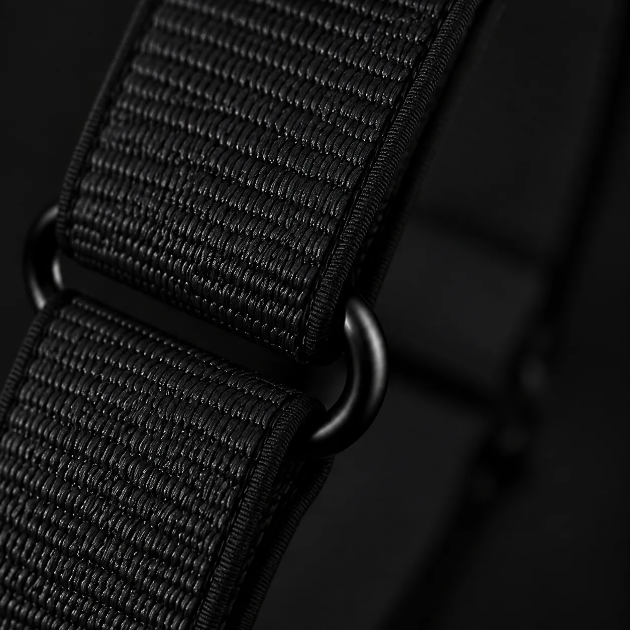 Woven strap and hardware macro detail